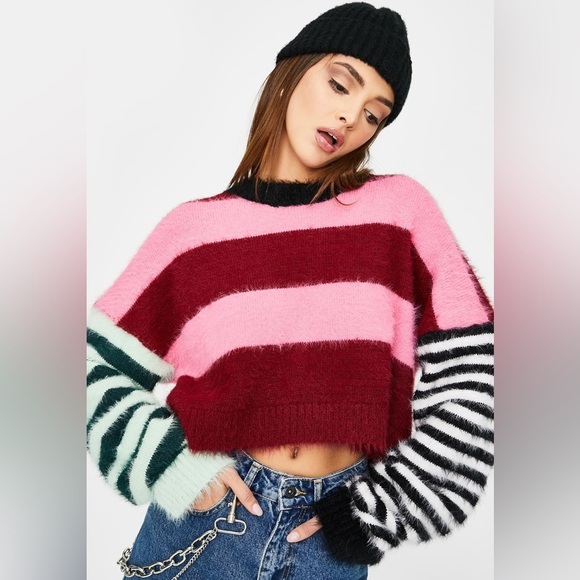 The Ragged Priest Women’s Apology Multicolor Stripe Knit Sweater Small - Picture 1 of 9